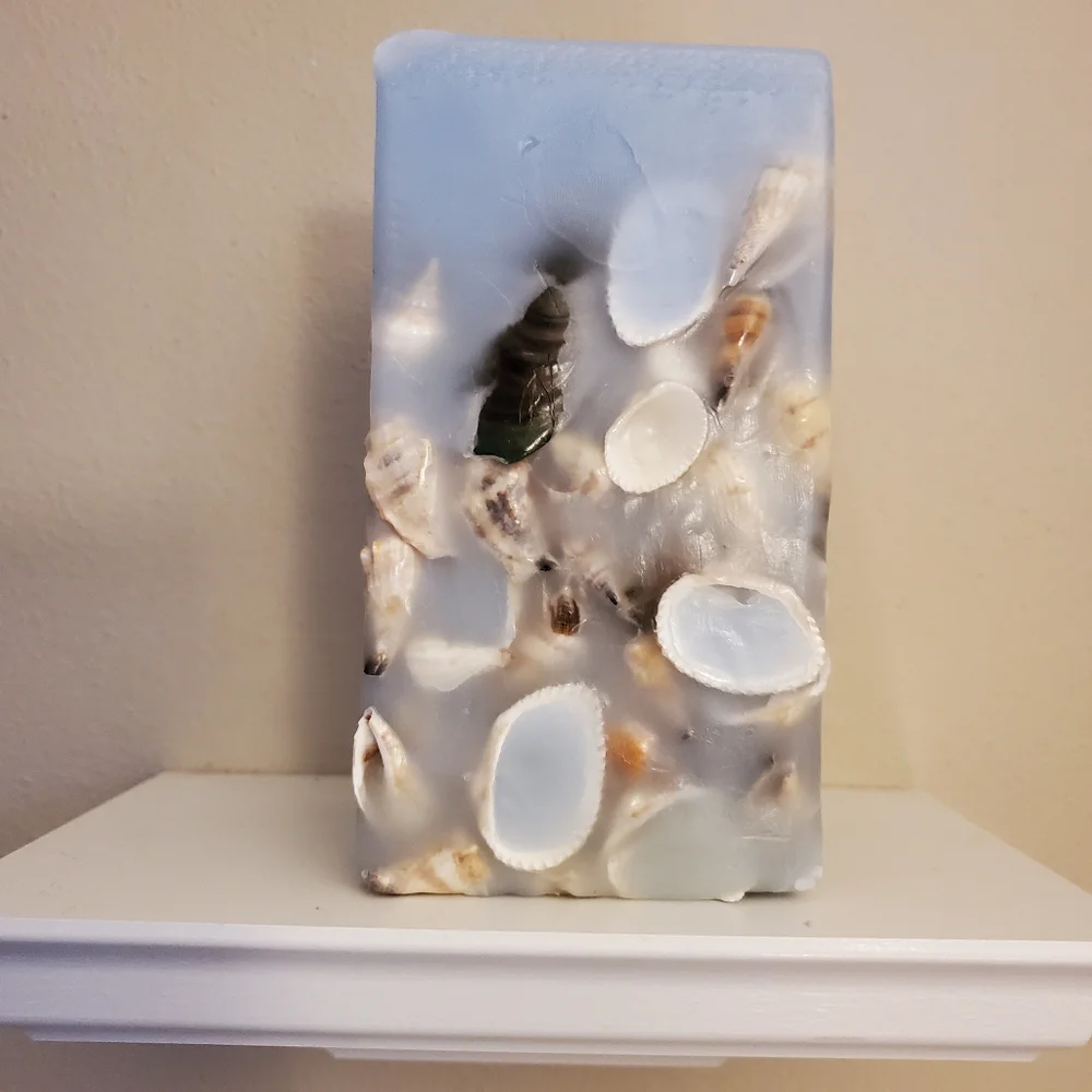 Blue Seashell Pillar Candle